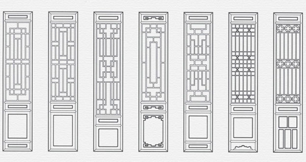 尖山常用中式仿古花窗图案隔断设计图